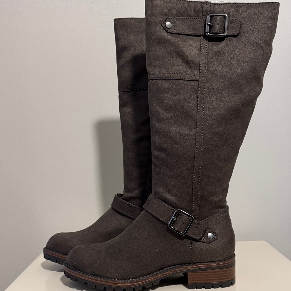 Kenneth Cole Reaction Brown Knee High Moto Boots